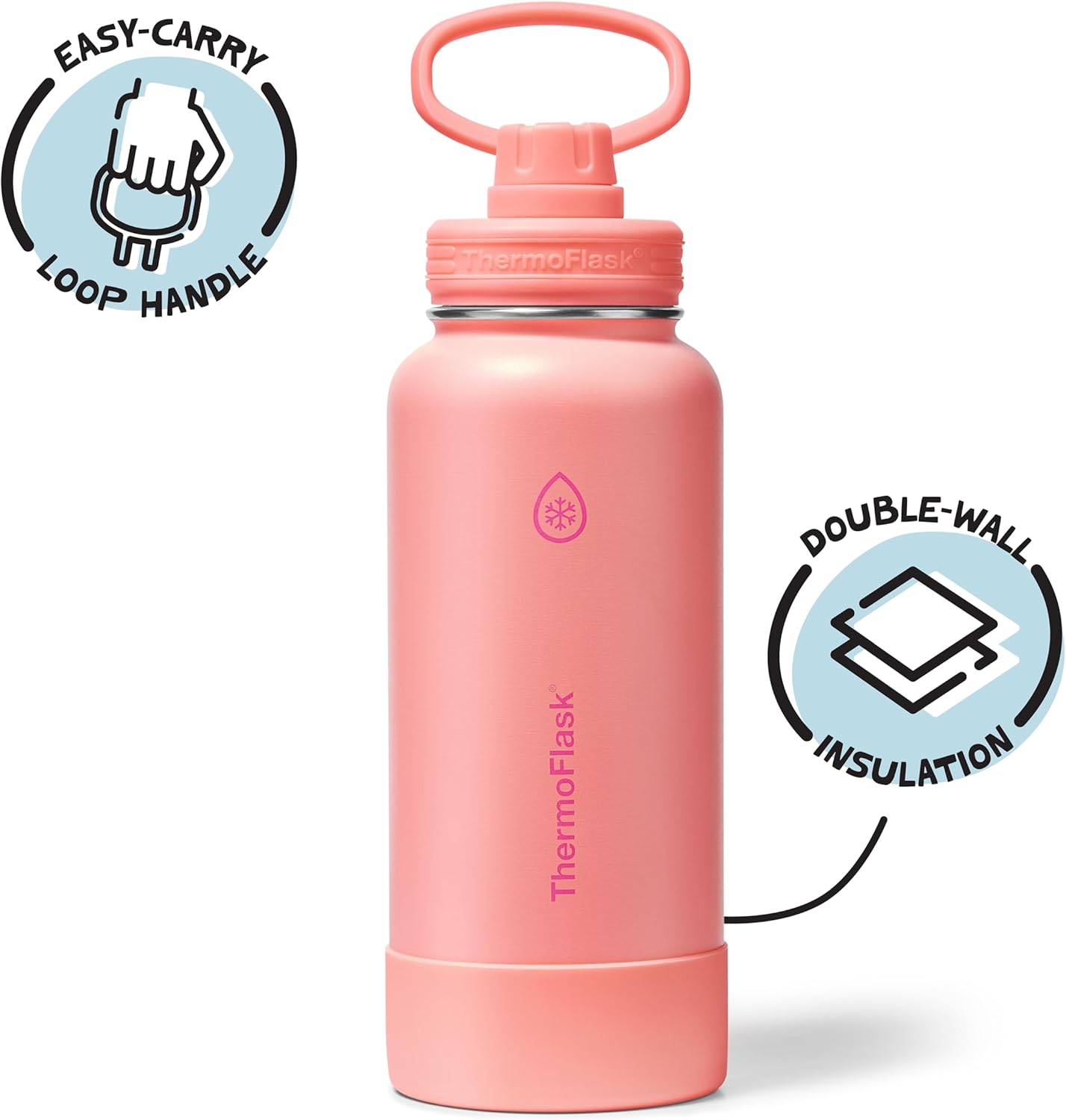 ThermoFlask Insulated Water Bottle with Spout Lid (24 oz, Lemonade Stand) - Leakproof, Stainless Steel Water Bottle for Cold & Hot Drinks, Travel & Daily Hydration