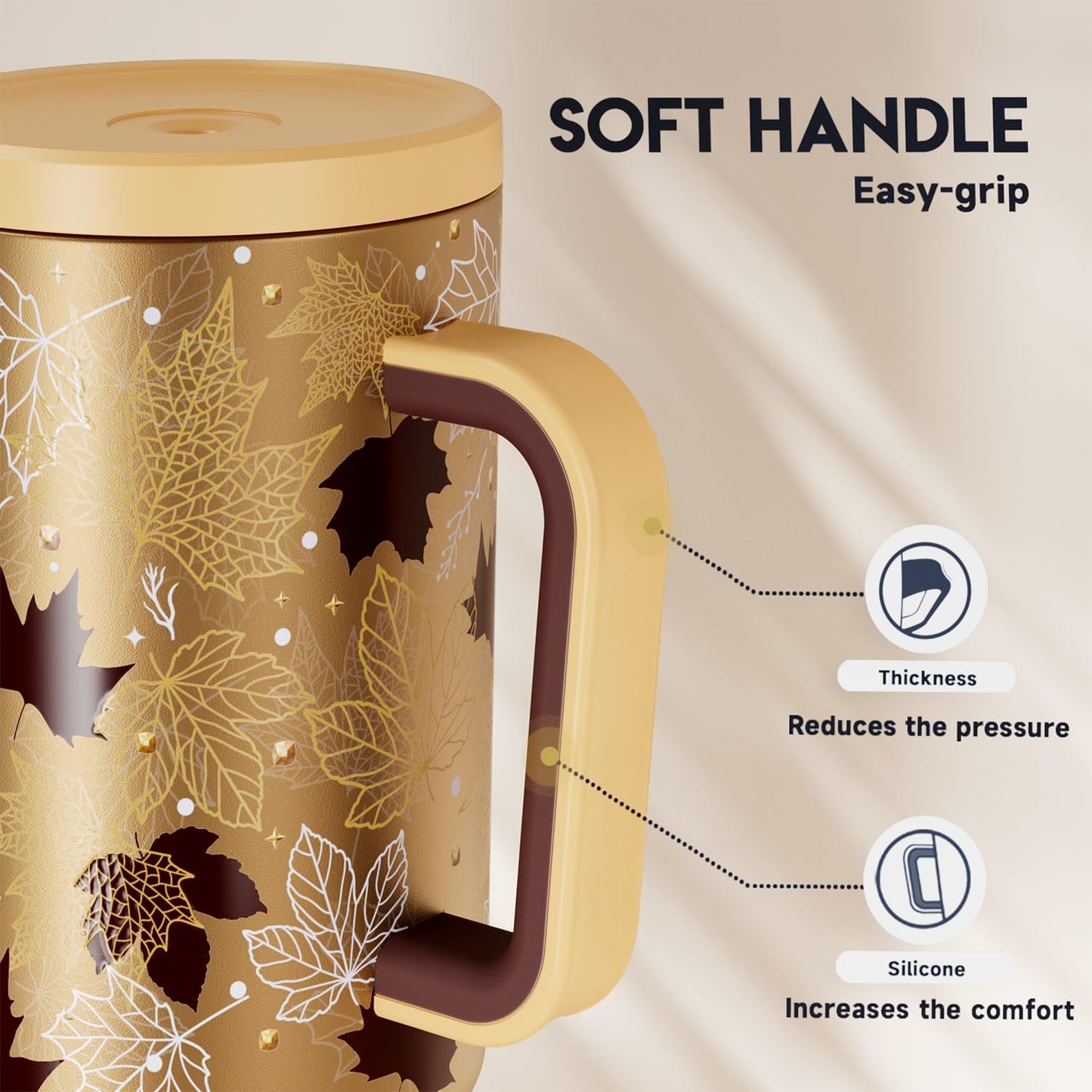 Meoky 40 oz Tumbler with Handle and Straw: Stainless Steel Insulated Tumbler with Lid and Straw - 100% Leak Proof Tumbler for Car Cup Holders - Travelers Commuters Workers, Donut