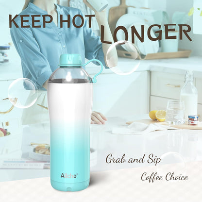 Allcho Insulated Water Bottle for Women, 18oz Stainless Steel Leak Proof Tumbler with 2 Lids, BPA-Free Tritan Chug & Straw Lid, Double Wall Vacuum Flask