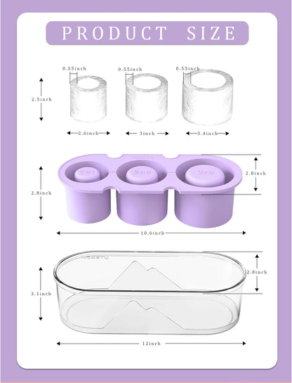 Ice Mold for Stanley Cup 30/40 Oz - Easy Fill and Release Without Touching Ice, Silicone Ice Cube Tray with Clear Lid and Bin for Freezer, Whiskey, Cocktail (Blue)