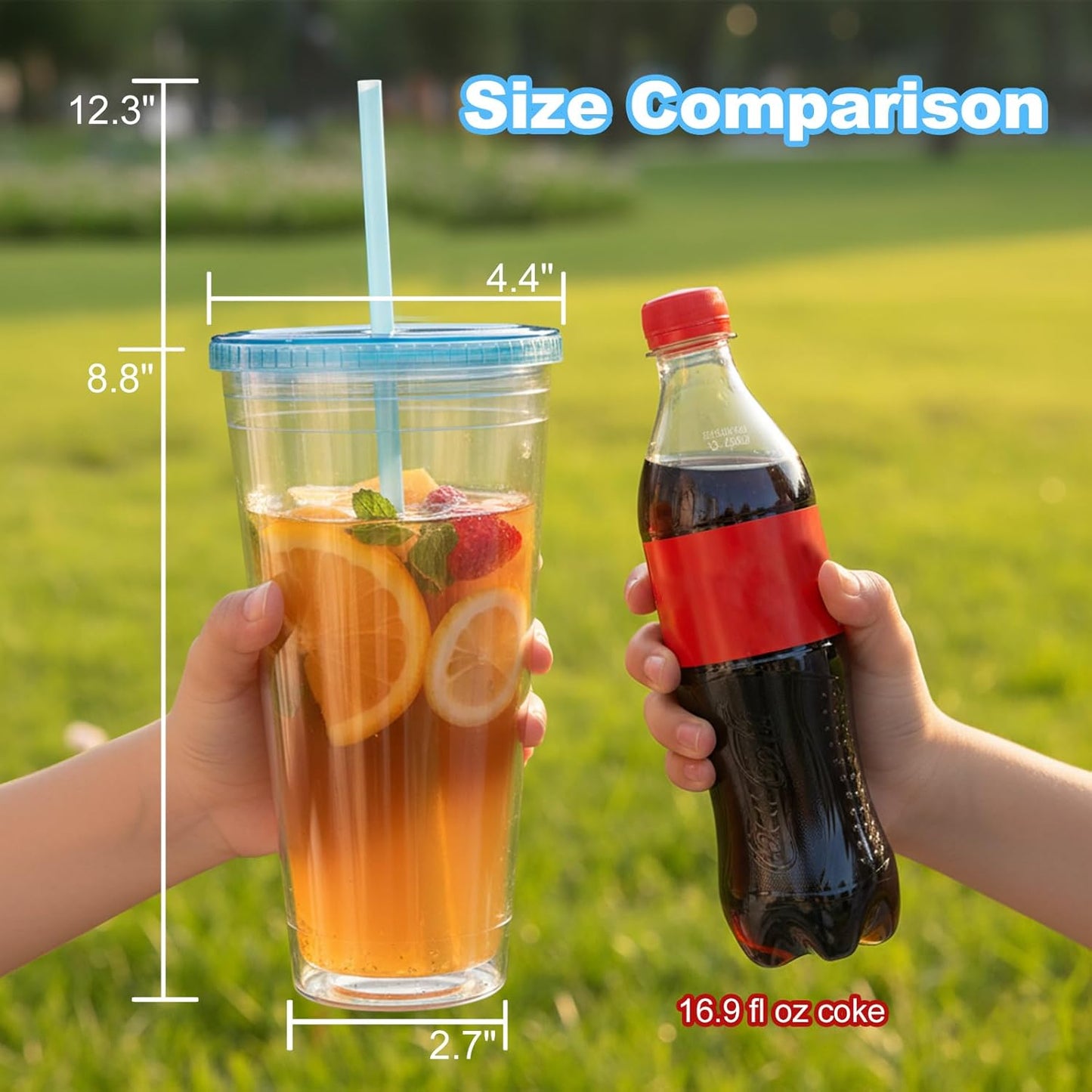 Zukro Clear Acrylic Tumbler with Straw and Lid 32 oz, Double Walled Insulated Reusable Plastic Iced Coffee Cup, To Go Cup Perfect for Parties, Birthdays, Fit in Cupholder, BPA Free, Clear, 2 Pack