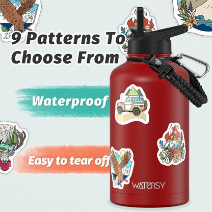 40oz Insulated Water Bottle (Cold for 48 Hrs),BPA Free&Leak Proof,Stainless Steel Water Flask,Water Jug with Straw Spout Lids for Gym,Hiking,Travel,Black Blue