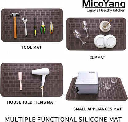 MicoYang Silicone Dish Drying Mat for Multiple Usage,Easy clean,Eco-friendly,Heat-resistant Silicone Mat for Kitchen Counter,Sink,Bar,Bottle,or Cup Green M 17 inches x 6 inches