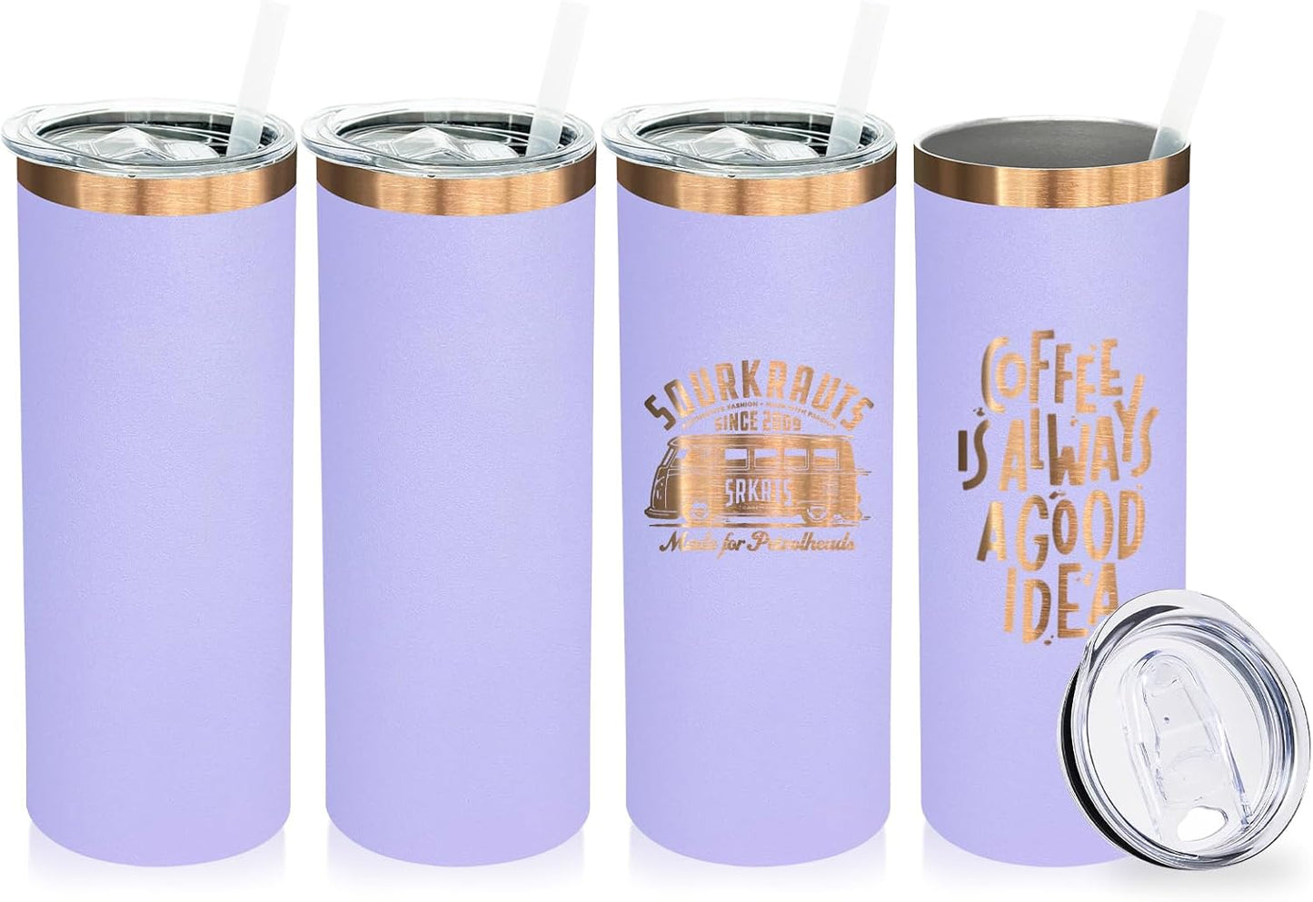 20 oz Skinny Tumblers Bulk, Stainless Steel Insulated Tumbler with Lids and Straws, Slim Double Wall Powder Coated Travel Coffee Mugs Reusable Cup for Hot Cold Drinks (Black,1 pack)