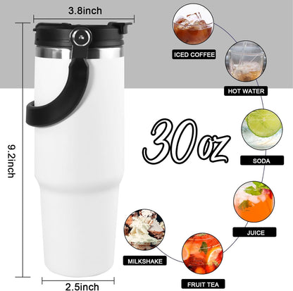 30 oz Tumbler with Handle and Straw Lid, Double Walled Vacuum Insulated Water Bottle Leakproof Tumbler Travel Coffee Mug Thermal Cup, Cupholder Friendly for Office, Home, Sport, Pink