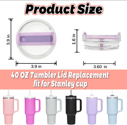 40 OZ Tumbler Lid Replacement Compatible for Stanley Quencher H2.0, 1 Pack BPA Free Clear Lid Replacement for Stanley Cup Accessories(Clear-White)