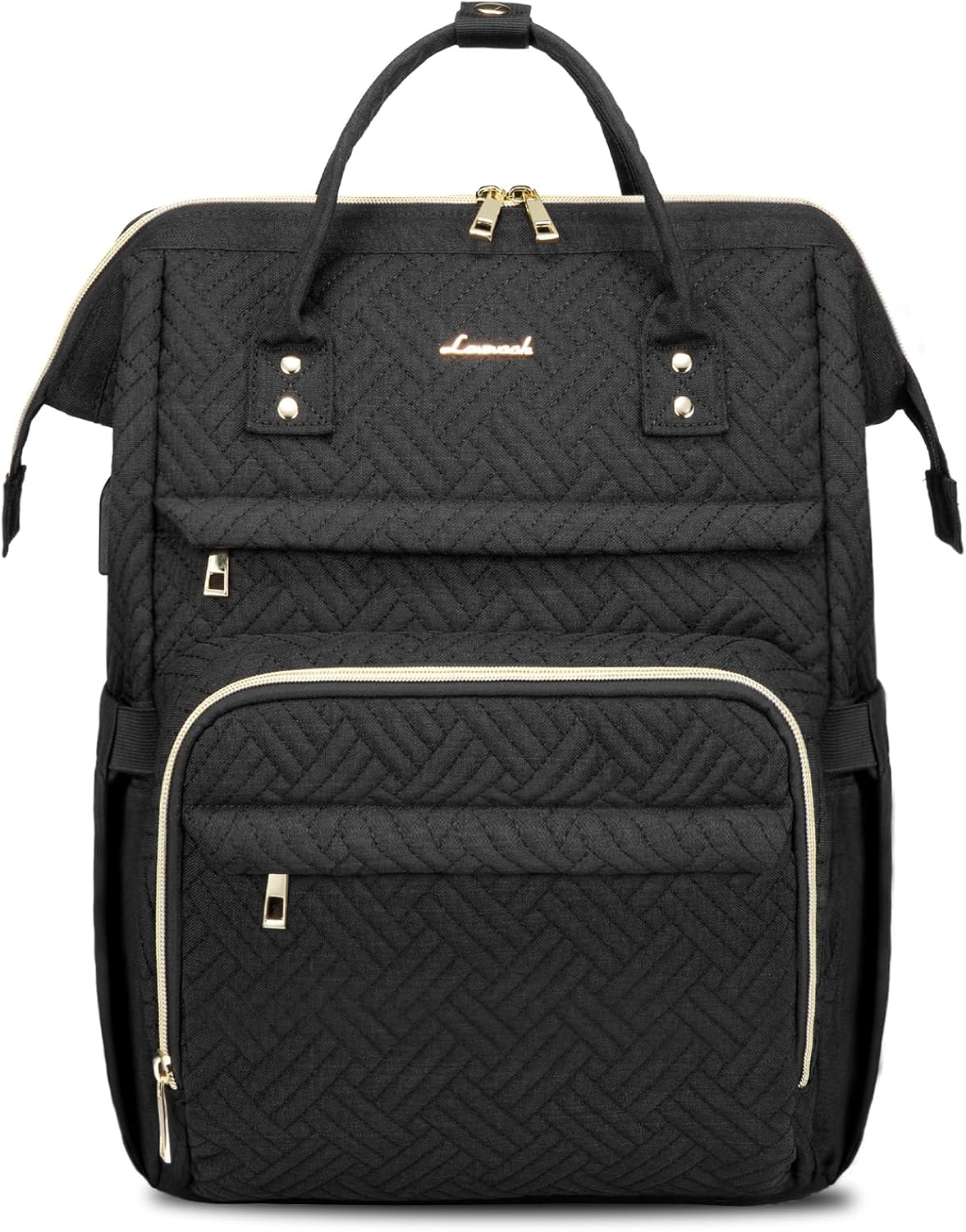 LOVEVOOK Laptop Backpack for Women with Giant Tumbler Holder Pocket,15.6 inch Waterproof Travel Backpack Purse Computer Laptop Bag,Professional Work College Nurse Teacher Backpack Casual Daypack,Black