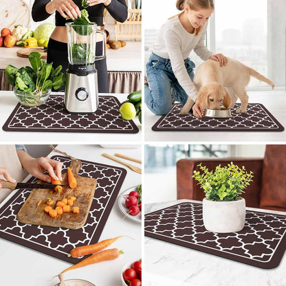 WISELIFE Dish Drying Mat Super Absorbent Drying Mat Large Dish Drying Mats for Kitchen Counter Easy Clean Dish Mat Kitchen Drying Mat15"x 18" Stylish Grey