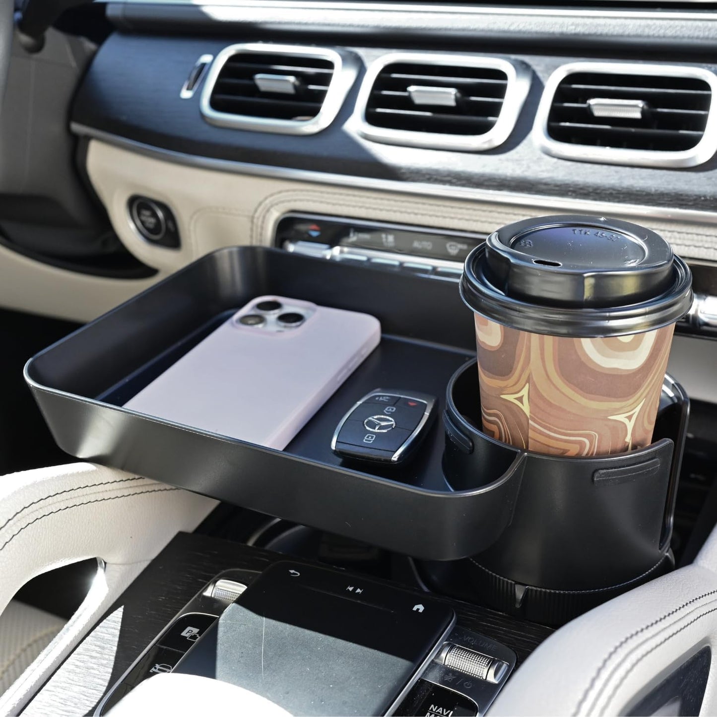 Car Seat Tray, Adjustable Base and Silicone-Supported Anti-Shake Cup Holder, Car Seat Tray for Kids Travel, Car Seat Snack Tray, Car Tray for Toddler, Family Road Trip Essentials for Kids