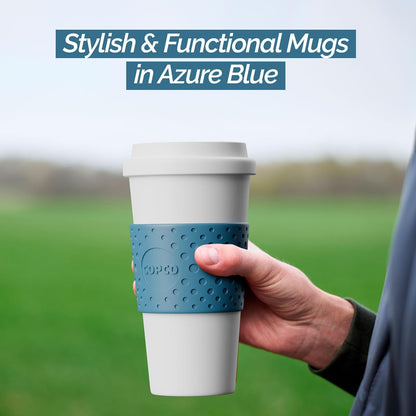 Copco Acadia 16 oz Travel Mug - Insulated Reusable Coffee Tumbler with Double-Walled Plastic, Leak-Proof Lid, BPA-Free - Portable Mug for Hot & Cold Drinks, Cup Holder Friendly (Blue)