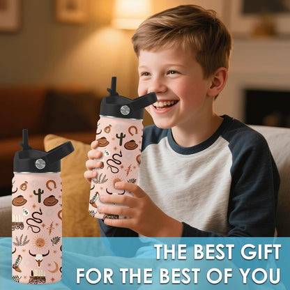Strawberry Gifts for Kids - 16oz Pink Kids Water Bottle with Straw Lid, Stainless Steel Insulated Water Bottle, Leakproof, BPA-Free, for Girls, School, Strawberry Lover Children Birthday Gift Cup(1pc)