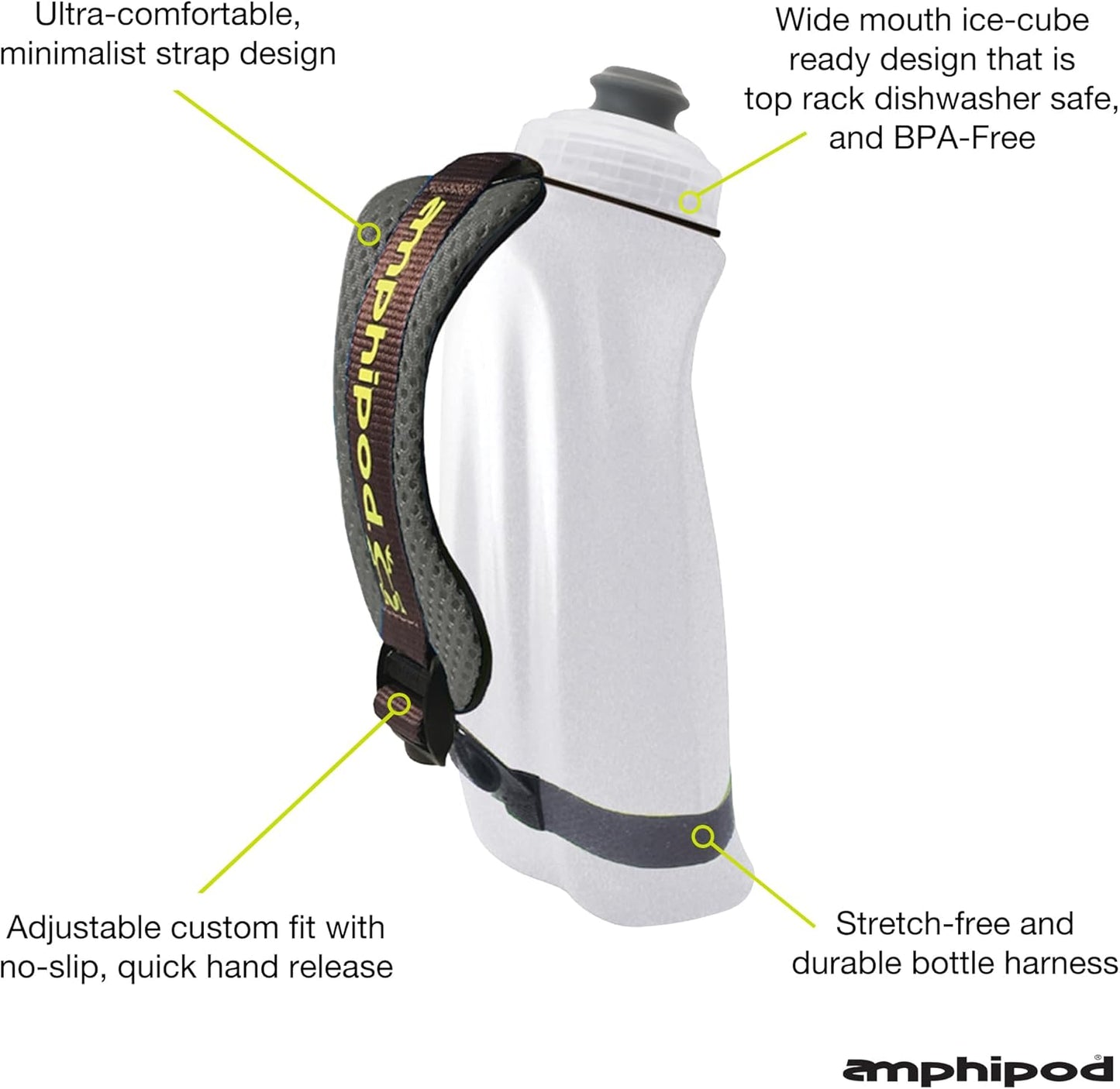 Amphipod Hydraform Handheld Bottle, Ergonomic Runners BPA-Free Hydration/Fuel Water Bottle for Endurance Runners, Hiking & Jogging - Charcoal/Clear - 12 oz.
