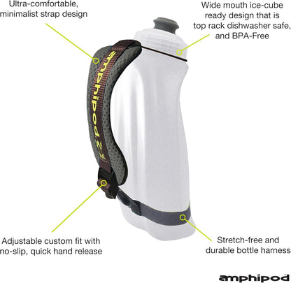 Amphipod Hydraform Handheld Bottle, Ergonomic Runners BPA-Free Hydration/Fuel Water Bottle for Endurance Runners, Hiking & Jogging - Charcoal/Clear - 12 oz.