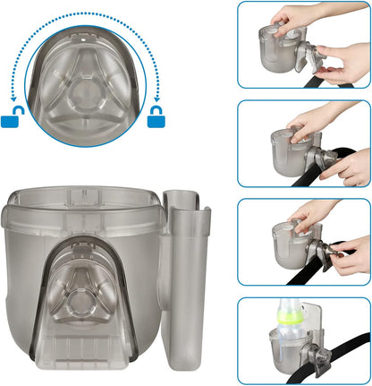 Accmor Stroller Cup Holder with Phone Holder, Bike Cup Holder, Universal Cup Holder for Uppababy Nuna Doona Strollers, 2-in-1 Cup Holder for Walker, Wheelchair, Scooter - Colors A