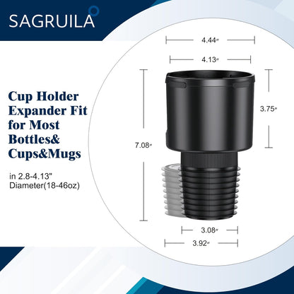 Quick-Install Car Cup Holder Expander, Space-Saving Cup Holder for Car with Offset Design, Non-Slip Large Water Bottle Holder Expander, Compatible with Owala, Stanley, Yeti Cups (24oz to 64oz)