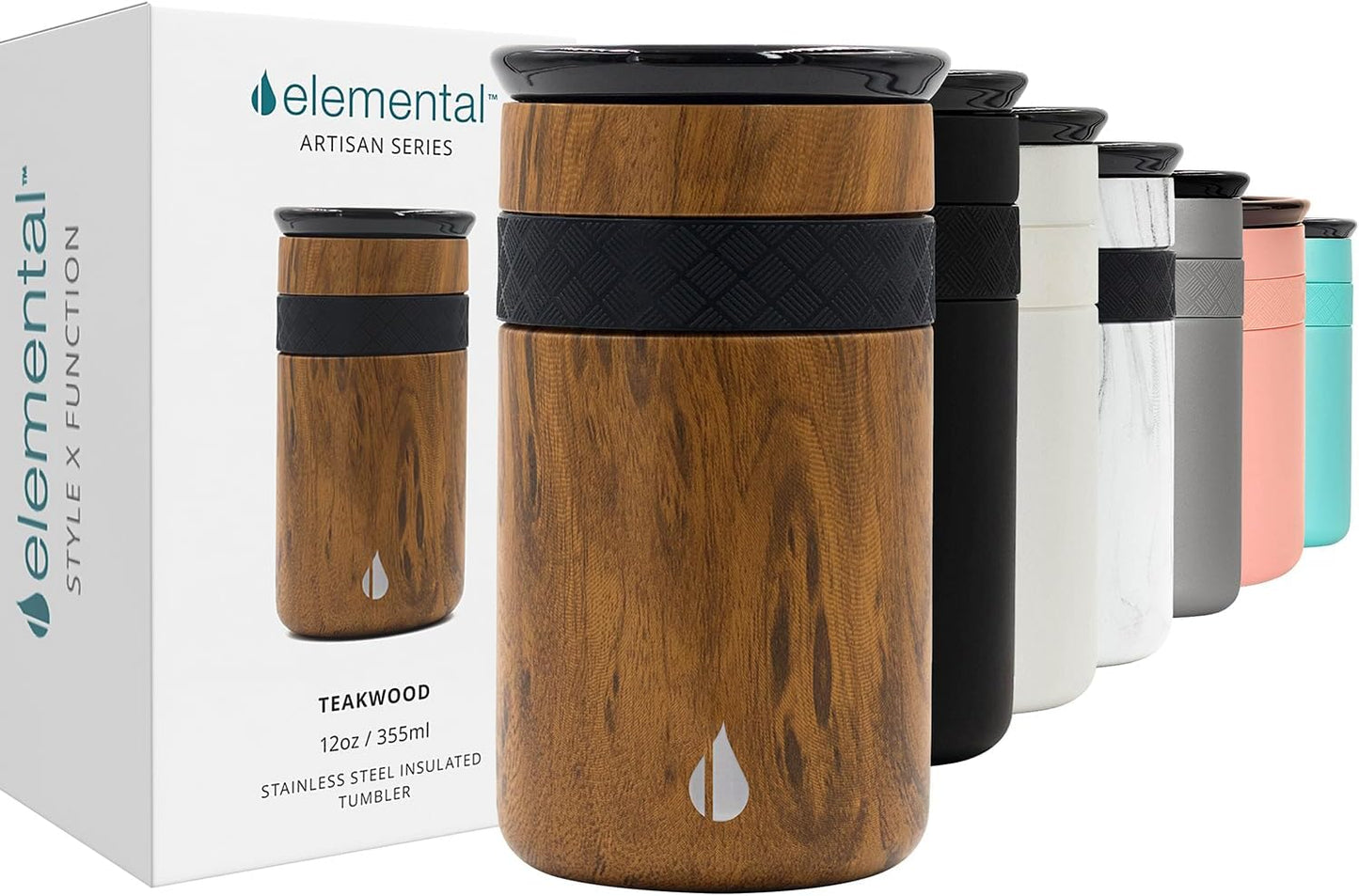 Elemental Artisan Insulated Tumbler, Triple Wall Coffee Travel Mug, Reusable Stainless Steel Coffee Tumbler with Ceramic Lid, Thermal Coffee Cups for Hot (6 Hrs) & Cold (18 Hrs), 16oz - Forest Green