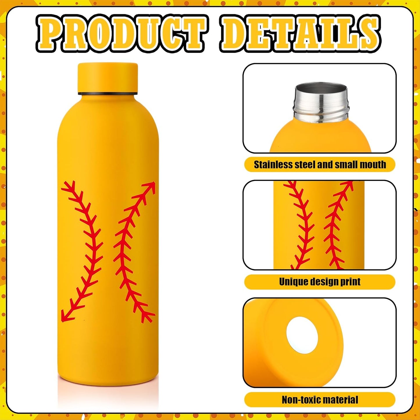 6 Pcs Softball Team Gifts Water Bottles Bulk 17 oz Softball Party Favors Decorations Stainless Steel Sports Tumblers with Bow Vacuum Insulated Reusable Leakproof Bottles for Birthday Father