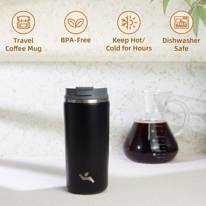 Konokyo Tumbler with Lid, 16 oz Travel Coffee Mug Double Wall Vacuum Stainless Steel Thermal Metal Cup Insulated Water Bottle,Navy Blue