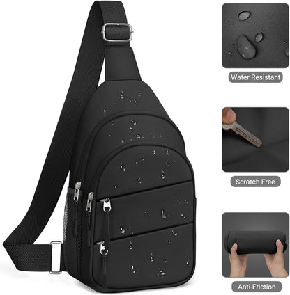 Tuwubi Crossbody Bags for Women, Sling Bag for Men, Small Hiking Backpack Anti Theft Lightweight for Outdoors Travel (M, Black)