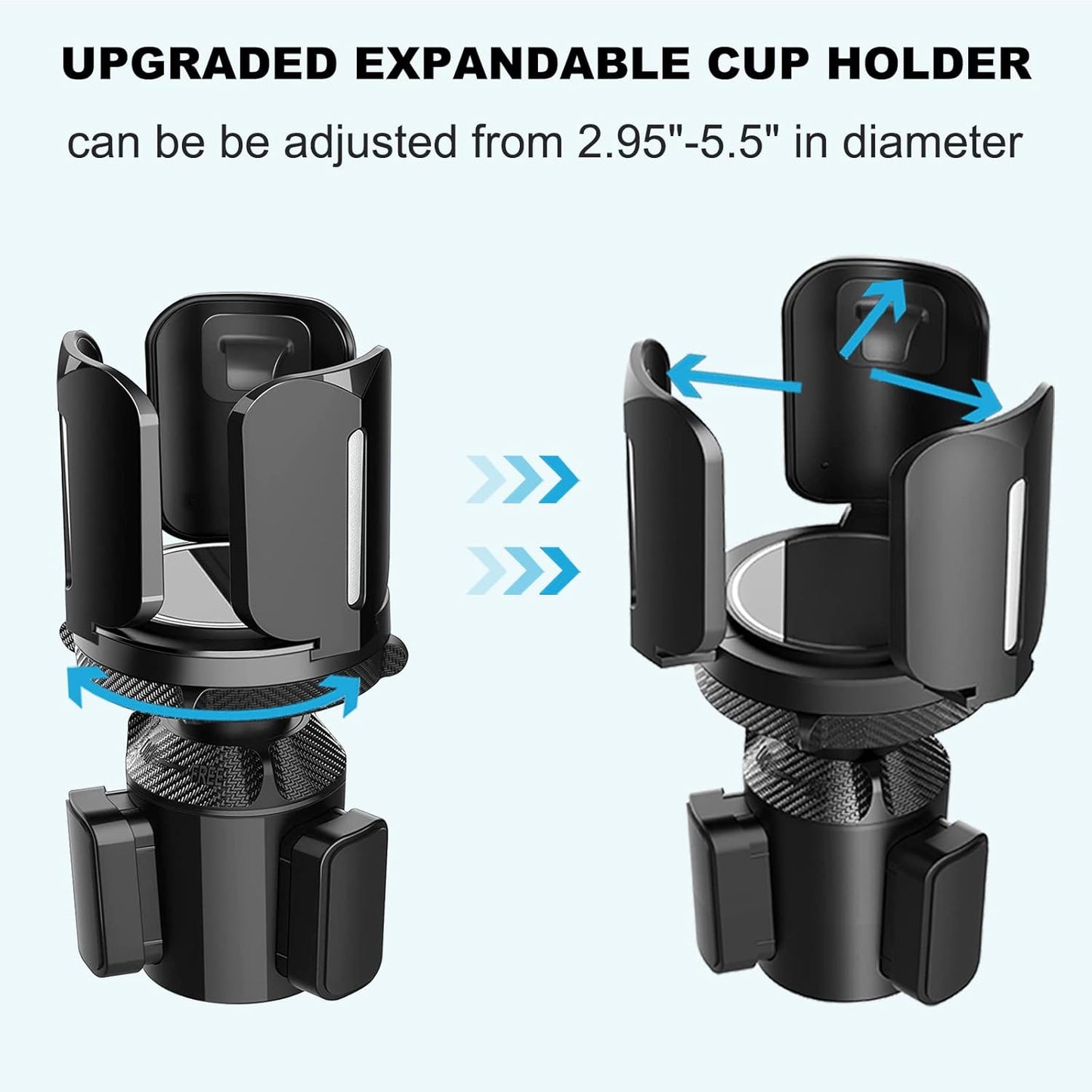 Upgraded 64oz Large Cup Holder Expander with Coaster for Car, Expandable Cup Holder Adapter with Adjustable Base, Universal Compatible with Yeti, Hydro Flasks, Owala, Other Big Bottles Mugs Drinks