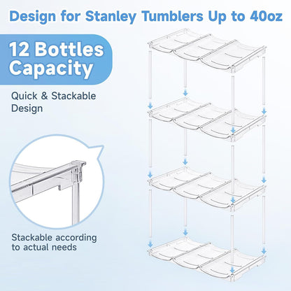 Stackable Water Bottle Organizer for Stanley 40 oz Tumbler, Water Bottle Holder for Cabinet, Pantry Kitchen Organizers and Storage for Stanley Cup Accessories, Tumbler Organizer and Wine Rack, 3Pack