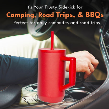 Elemental 32 oz 100% Leak Proof Tumbler with Handle & Straw - Stainless Steel Double Wall Insulated Tumbler for Hot and Cold Beverages - Travel Coffee Mug with Sip & Straw Lid - White - Colors A