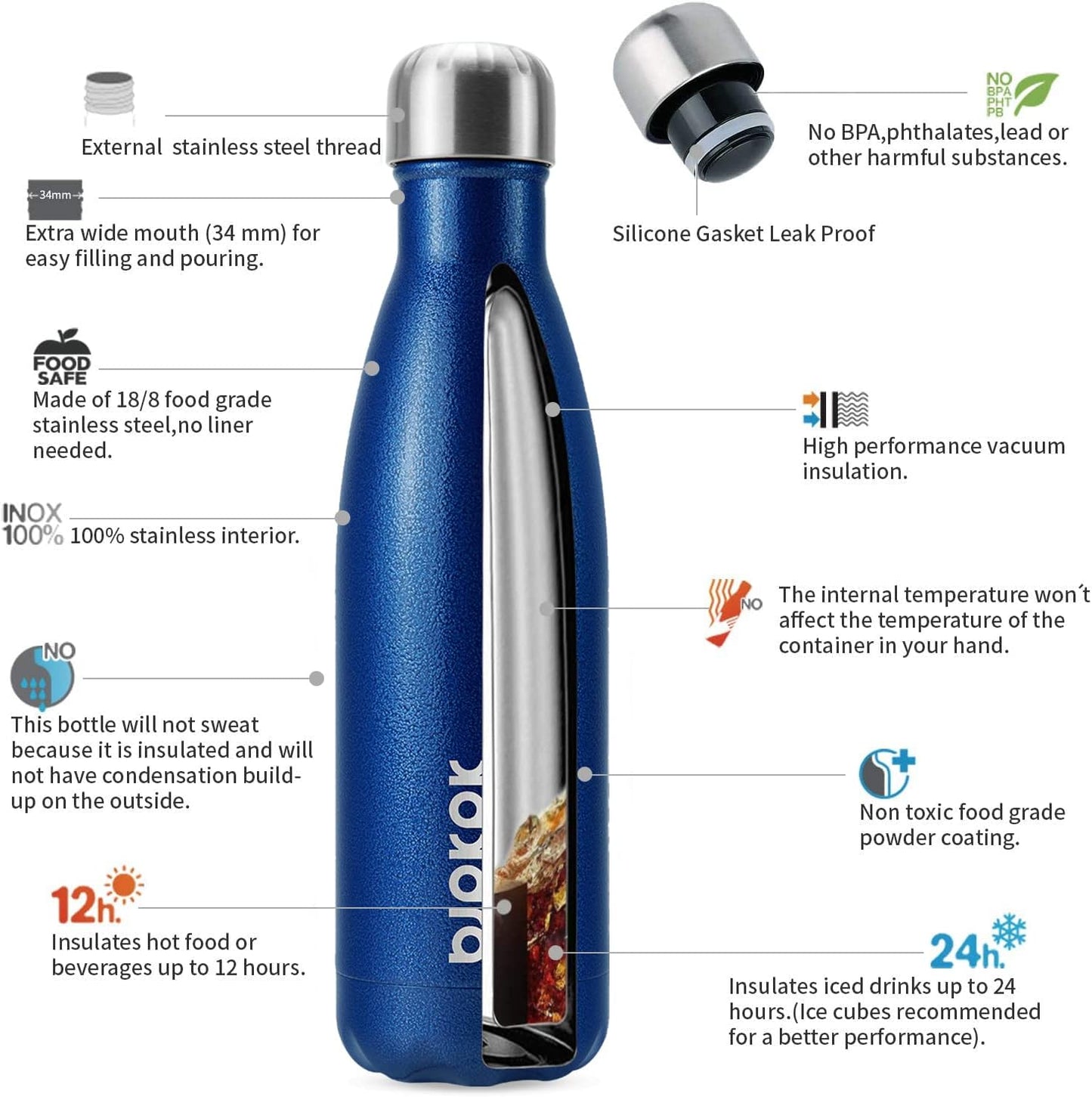 BJPKPK Insulated Water Bottle 12oz Small Stainless Steel Water Bottles Reusable Metal Thermal Keep Cold and Hot,Dreamy Purple - Colors B