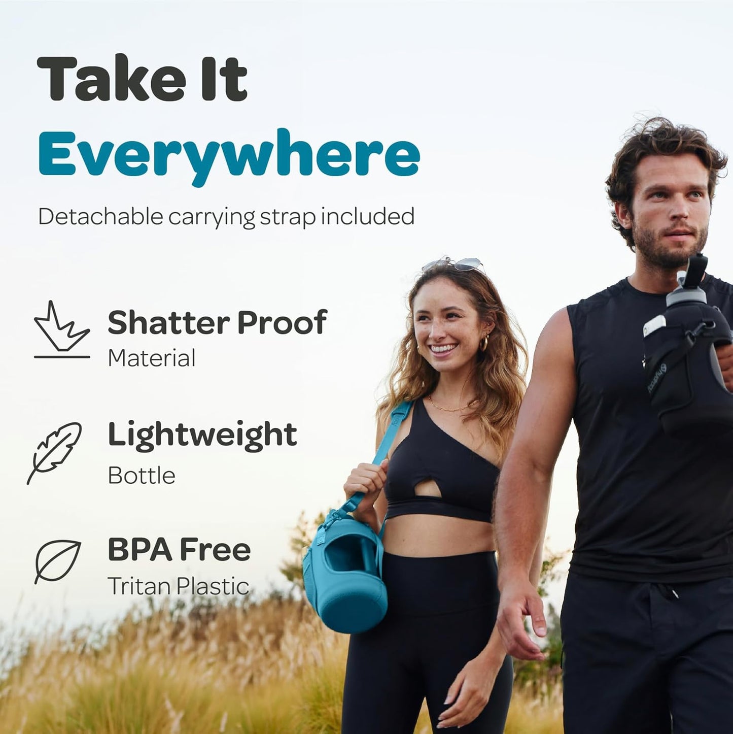 Hydracy Water Bottle with Time Marker -Large BPA Free Water Bottle & No Sweat Sleeve -Leak Proof Gym Bottle with Times to Drink - Ideal for Fitness Sports & Outdoors