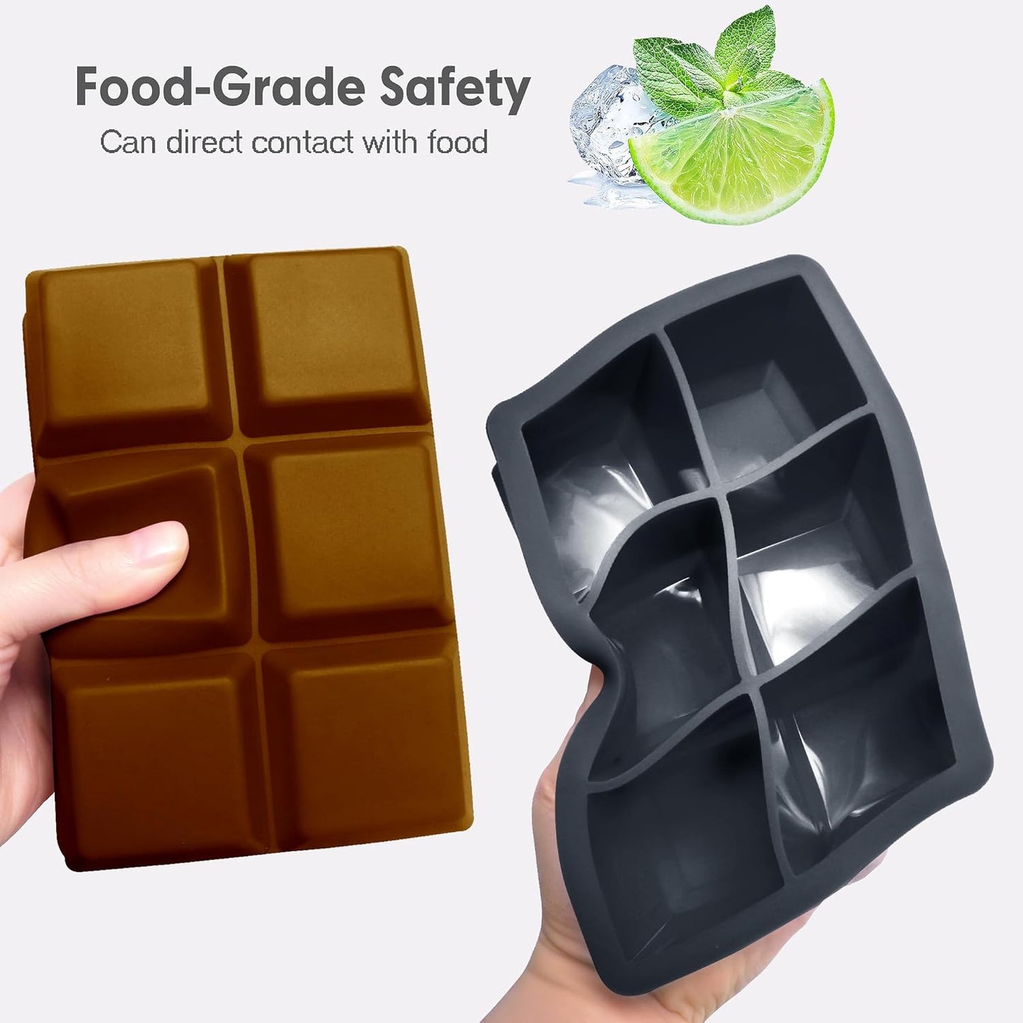 Excnorm Silicone Ice Cube Trays 3 Pack - Large Size Silicone Ice Cube Molds with Leak Proof Removable Lid Square Ice Cube Tray And BPA Free for Cocktail,Whiskey, Stackable Flexible Ice