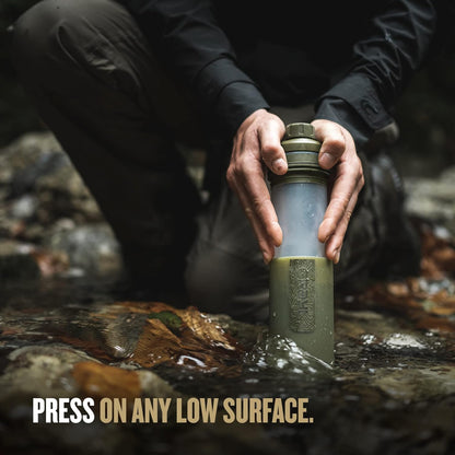 GRAYL UltraPress Water Purifier & Filter Bottle for Hiking, Backpacking, and Travel (Forest Blue)