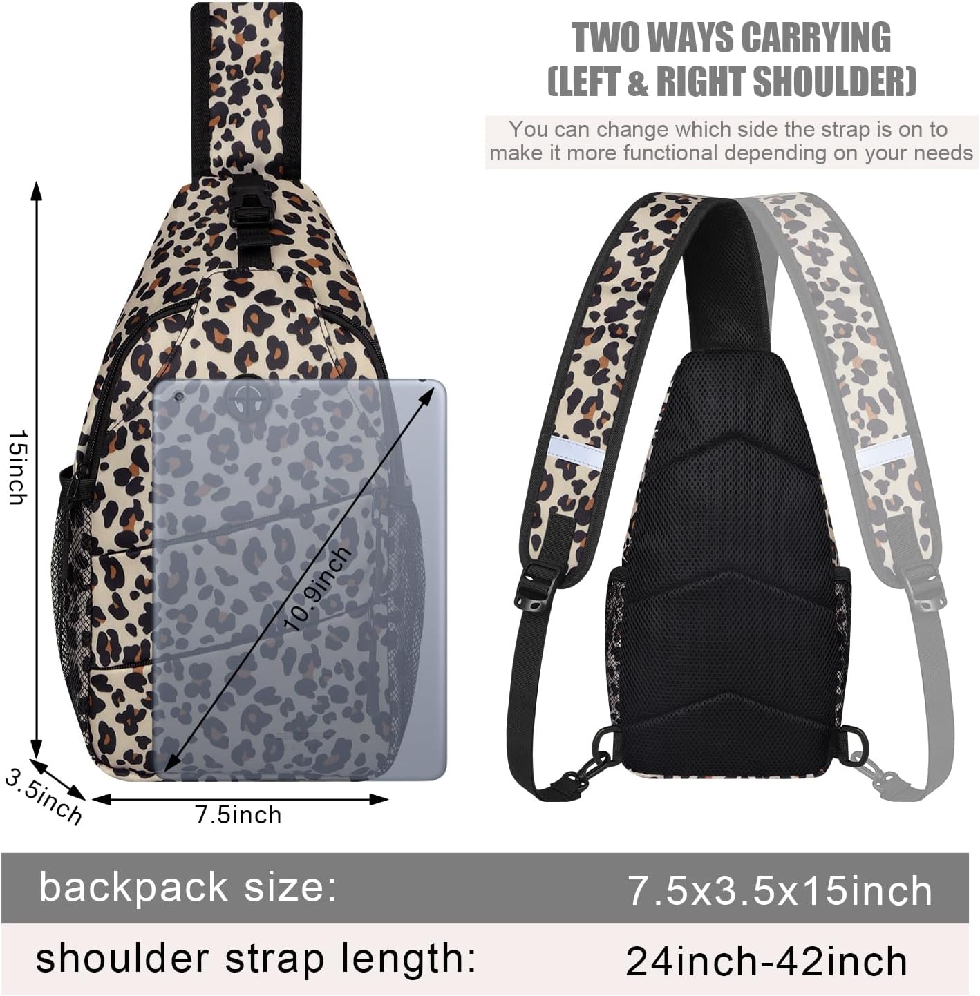 Pritent Crossbody Bags for Women Men Trendy Sling Bag Backpack Casual Chest Bag with Convertible Shoulder Strap