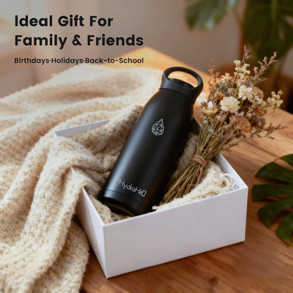 32oz Insulated Stainless Steel Water Bottle with Handle, Double Wall Leakproof Sport Water Bottle, BPA-Free, Keeps Cold 24H/Hot 12H, Ideal Gym Bottle for Men, Women, Office, Hiking, Black