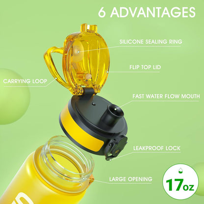 Sahara Sailor Water Bottle 32oz, Durable and Leakproof Water Bottles Motivational with Time Marker, Tritan, BPA Free, Wide Mouth with Easy Clean Brush for Gym, Travel, Home, School, Office (1 Bottle)