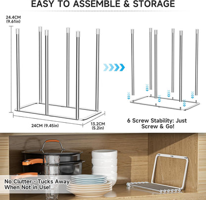 Water Bottle Drying Rack Reusable Bottle Rack Dryer Kitchen Stand Holder Metal Countertop Baby Bottle Drying Rack Water Cup Drying Rack for Plastic Bags, Bottles and Cups (Sliver, Small)