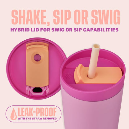 BlenderBottle 2-in-1 Insulated Stainless Steel Shaker Tumbler, Swig Leakproof Lid, Straw, BlenderBall, BPA Free, For Protein Shakes, Smoothies, And Pre Workout, 24 oz, Purple/Blue (Moon Mist)