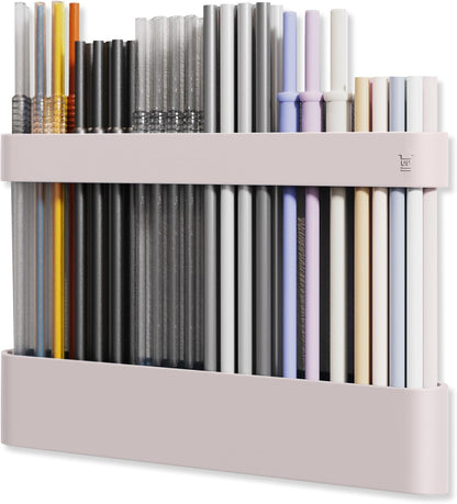 ABLY Straw Holder, reusable straw storage rack, suitable for kitchen walls, counters, cabinet doors, refrigerator doors, etc (Dark blue)