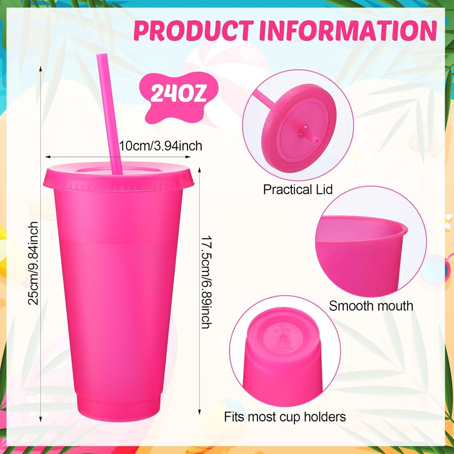 Honeydak 15 Pack Tumbler with Straw and Lid Bulk Cups for Gifts Water Bottle Iced Coffee Travel Mug Cup Reusable Plastic Tumblers for Party Birthdays 24-27 oz (Solid Color)