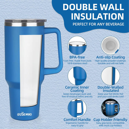 20 oz Insulated Coffee Mug with Ceramic Coating, Stainless Steel Travel Mug Tumbler with Handle Lid and Straw, Double Wall Leak-Proof Coffee Travel Mug Keeps Drink Hot and Cold (Black)
