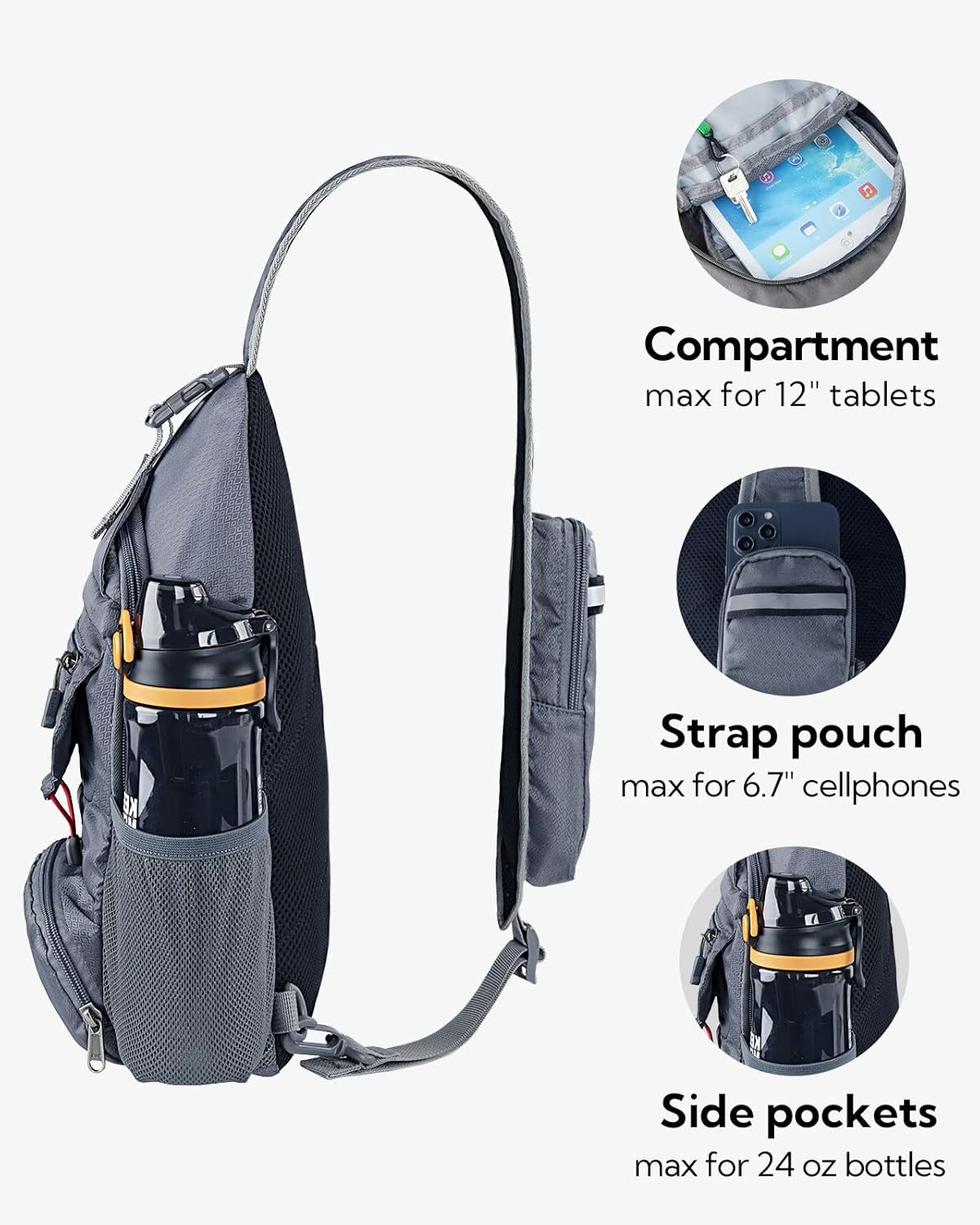 WATERFLY Packable Small Crossbody Sling Backpack Shoulder Chest Bag Daypack for Hiking Traveling