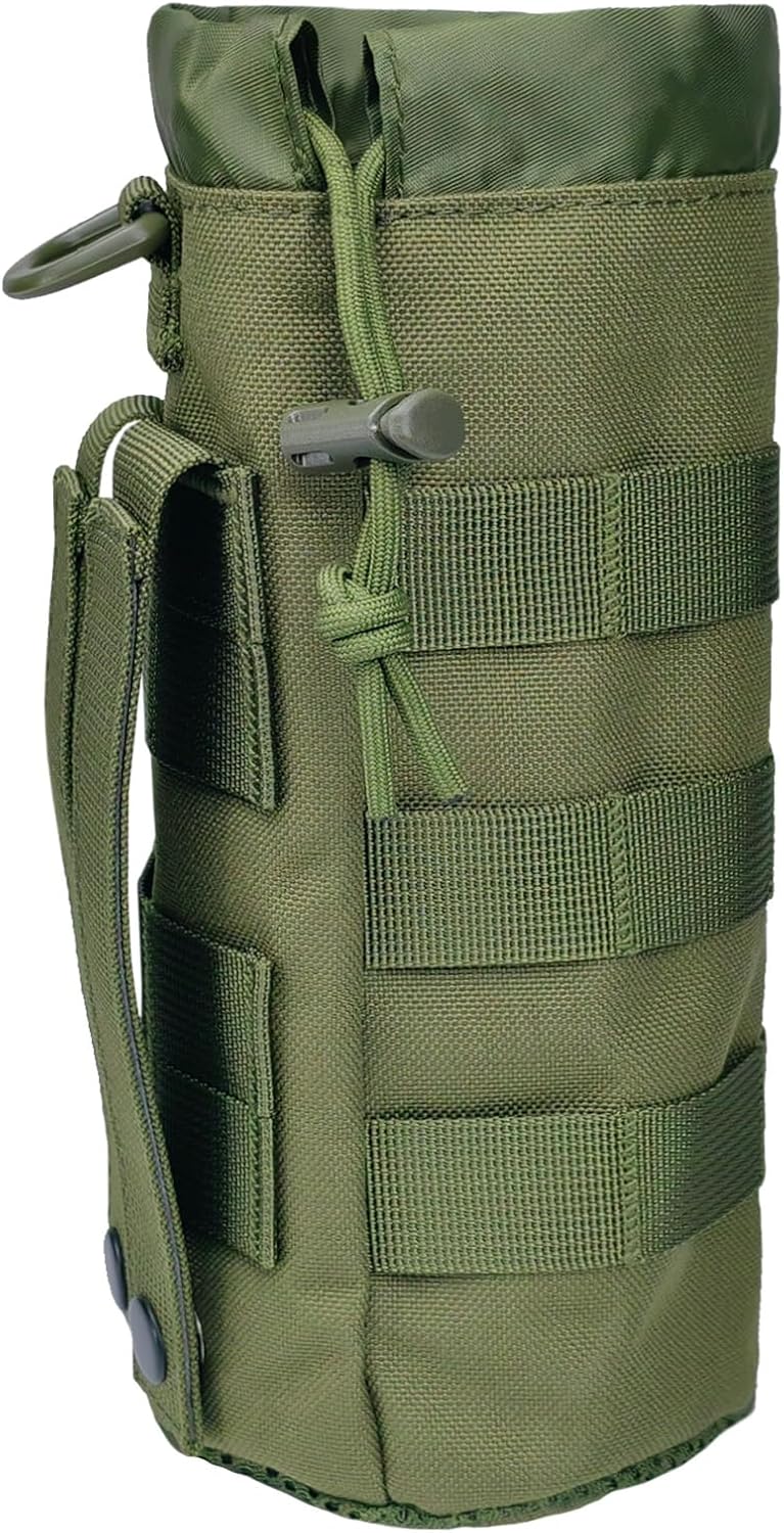 Tactical MOLLE Bottle Pouch Bag, Travel/Sprots Molle Water Bottle Holder with Drawstring Open Top and Mesh Bottom