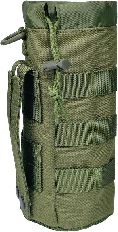Tactical MOLLE Bottle Pouch Bag, Travel/Sprots Molle Water Bottle Holder with Drawstring Open Top and Mesh Bottom