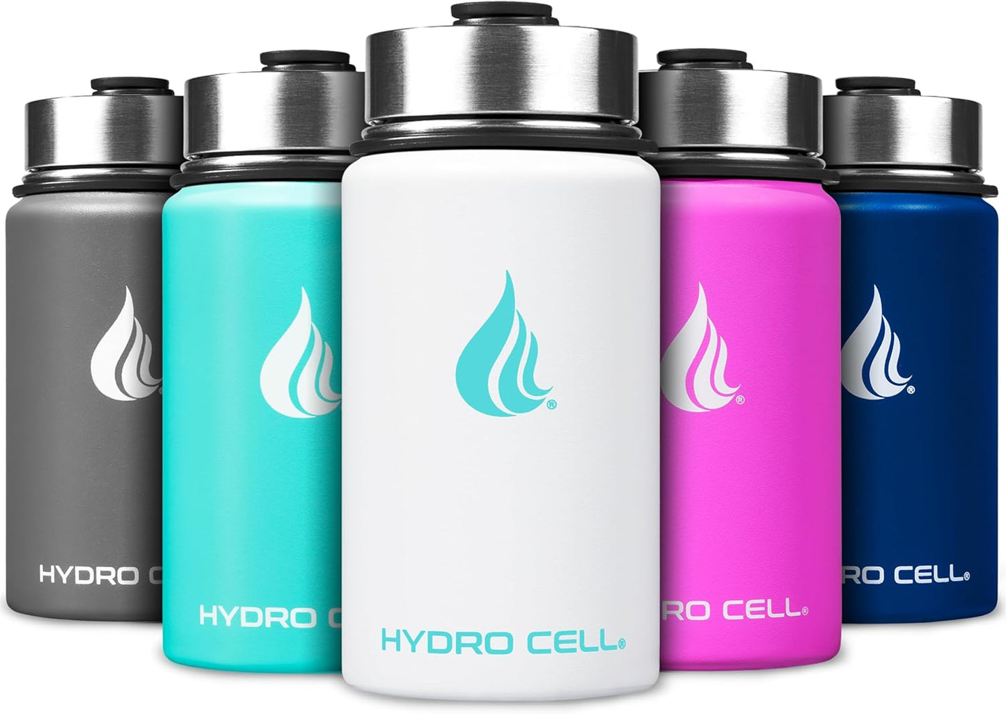 HYDRO CELL Stainless Steel Insulated Water Bottle with Straw - For Cold & Hot Drinks - Metal Vacuum Flask with Screw Cap and Modern Leakproof Sport Thermos for Adults (Neon 18oz)
