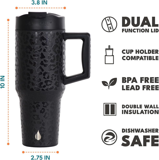 Elemental 32 oz 100% Leak Proof Tumbler with Handle & Straw - Stainless Steel Double Wall Insulated Tumbler for Hot and Cold Beverages - Travel Coffee Mug with Sip & Straw Lid - White - Colors B