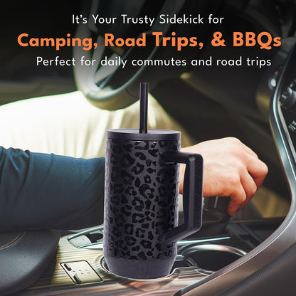 Elemental 32 oz 100% Leak Proof Tumbler with Handle & Straw - Stainless Steel Double Wall Insulated Tumbler for Hot and Cold Beverages - Travel Coffee Mug with Sip & Straw Lid - White - Colors B