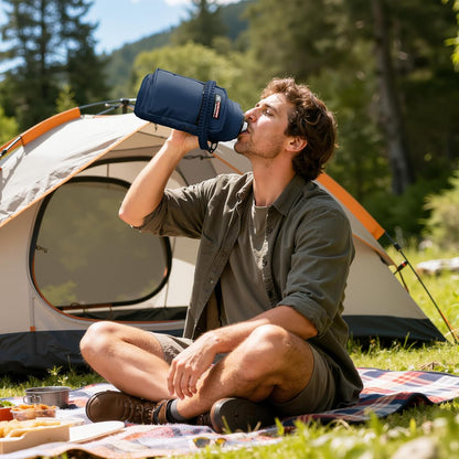NATURE PIONEOR Water Bottle Holder with Adjustable Strap - 26/32/36/40/46/64oz Insulated Water Bottle Sling Carrier with Paracord Handle & 2 Pockets, Outdoor Sports, Hiking, Camping, Gym