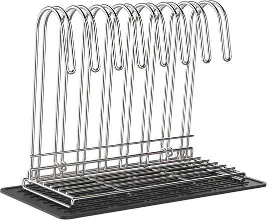 IDEATECH Reusable Bag Rack with Cup Drying Mat,Plastic Bag Dryer Rack Dish Drying,Collapsible Kitchen Counter Storage Organizer Sponge Holder,Dryer Rack for Silicone Storage Bag,Kitchen Must Have