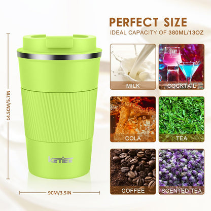 KETIEE Travel Coffee Mug Spill Proof 12oz, Insulated Travel Mug to Go, Reusable Coffee Cup with Seal Lid, Vacuum Stainless Steel Tumbler for Hot/Cold Drinks (Red)