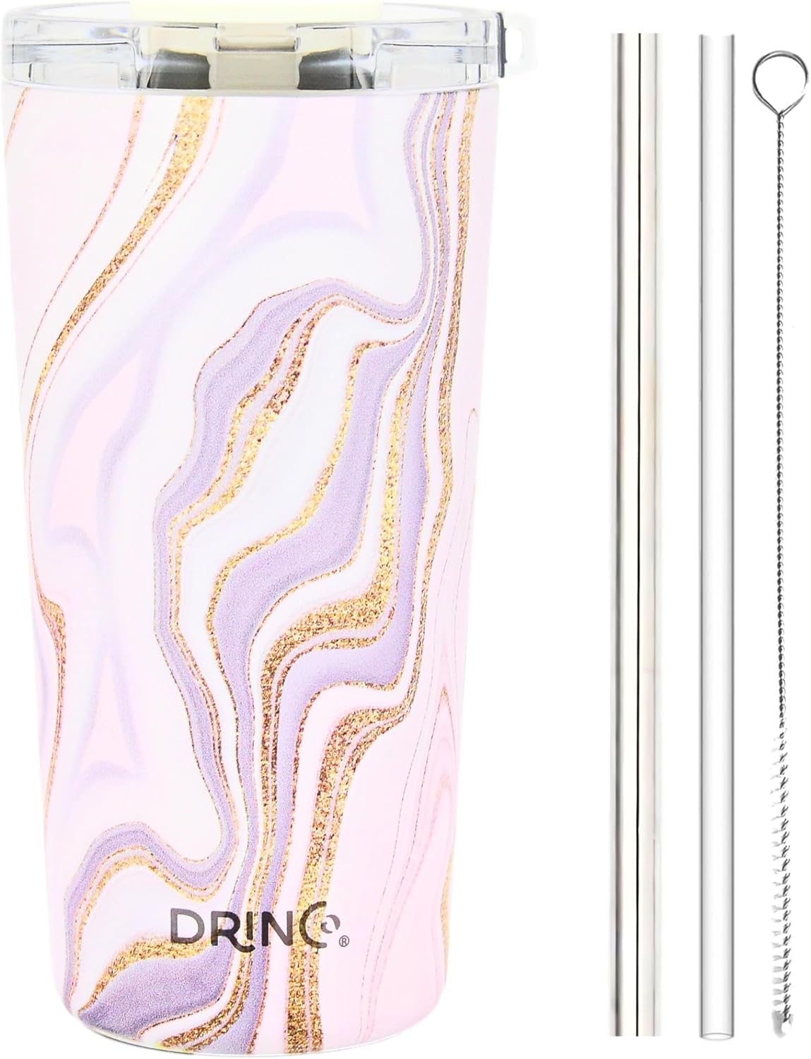 Drinco - 20 oz Stainless Steel Tumbler | Double Walled Vacuum Insulated Mug With Lid, 2 Straws, For Hot & Cold Drinks (20oz Dragonfly)