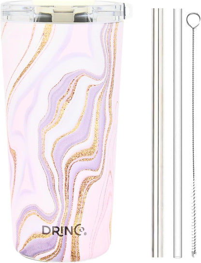Drinco - 20 oz Stainless Steel Tumbler | Double Walled Vacuum Insulated Mug With Lid, 2 Straws, For Hot & Cold Drinks (20oz Dragonfly)