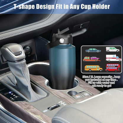 SENDESTAR 40oz Water Bottle Wide Mouth Stainless Steel Vacuum Insulated Double Wall with Straw Lids Fit in Any Car Cup Holder